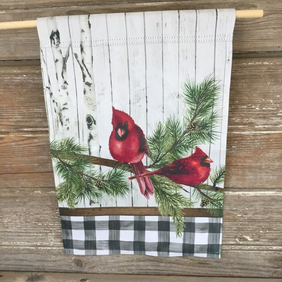 Male Cardinal Winter Garden Flag - Picture 2 of 7